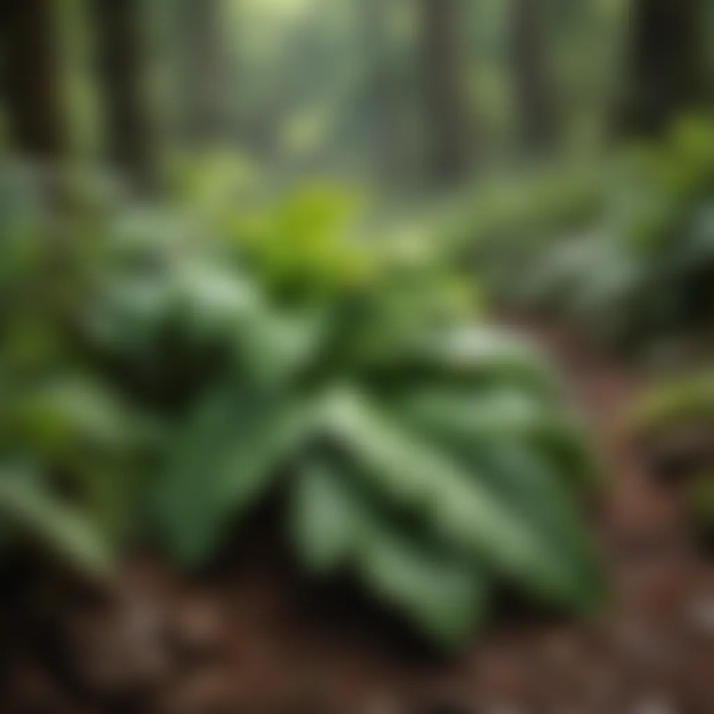 Lush green ramp leaves emerging from the forest floor