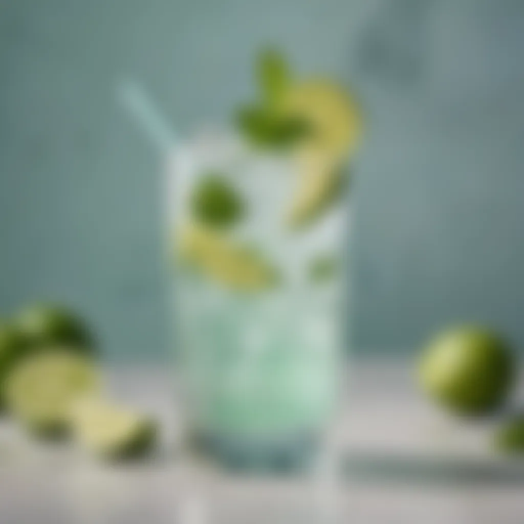 Refreshing drink garnished with mint and lime