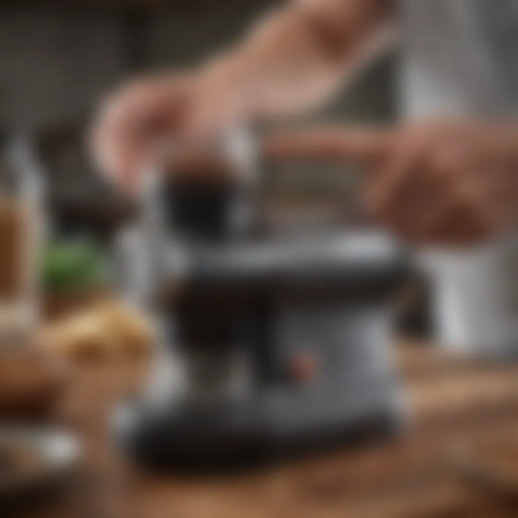 Customizable Grinding Experience User adjusting settings on advanced electric burr grinder