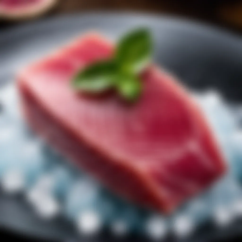 Freshly Caught Ahi Tuna Fish on Ice