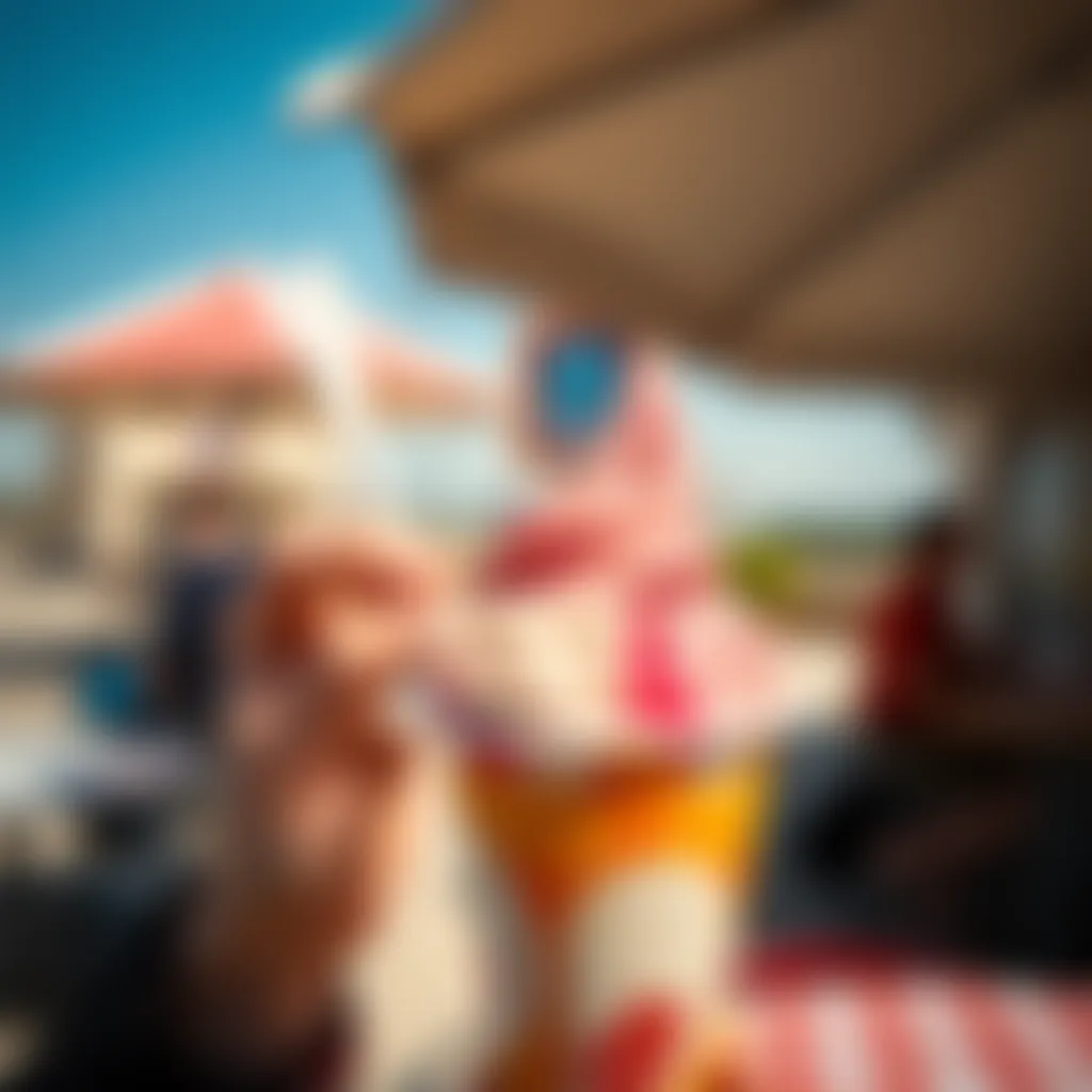 Consumer enjoying a scoop of Aldi's ice cream in a sunny setting