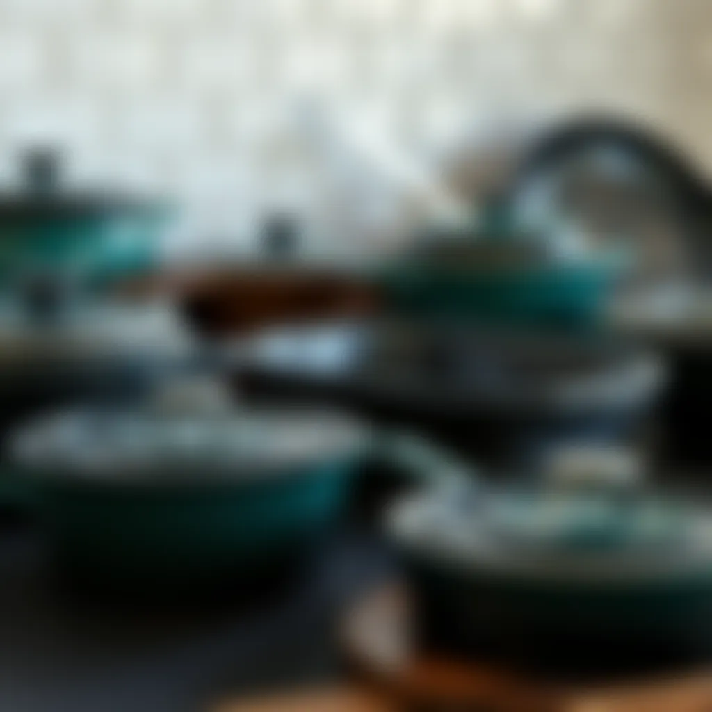 Evolution of Enameled Cast Iron A historical overview featuring vintage enameled cast iron pieces that highlight the evolution of craftsmanship.