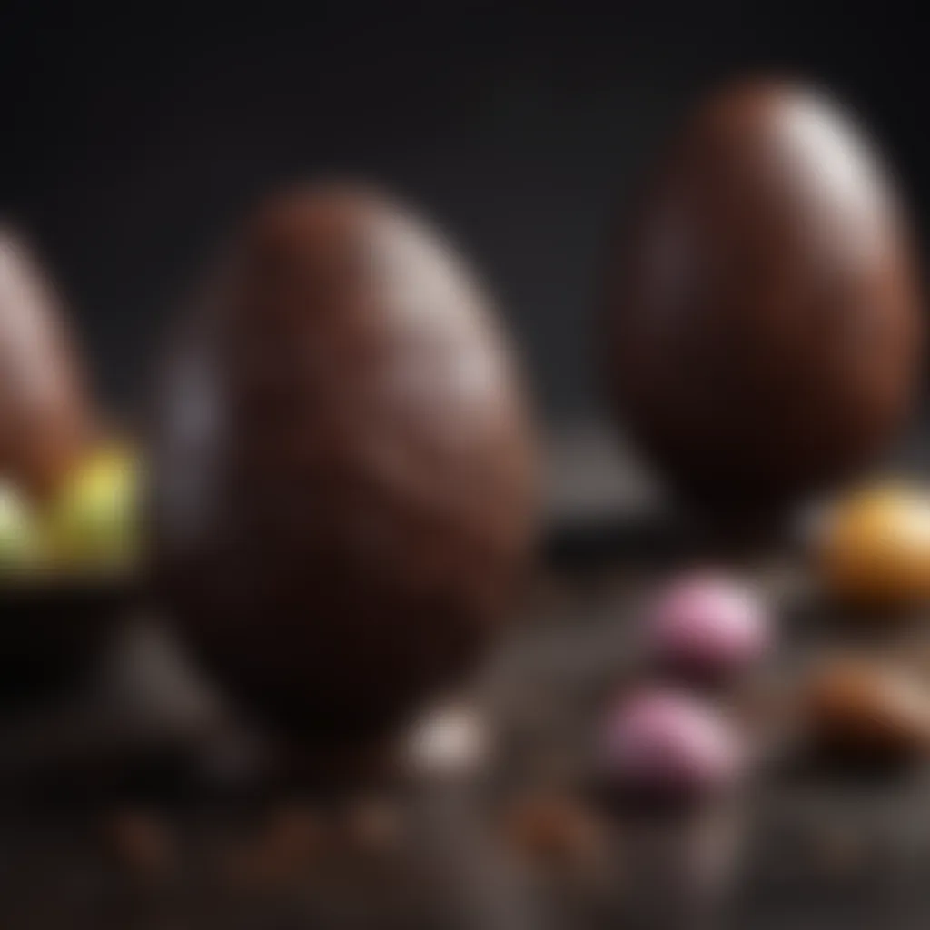 Artisan dark chocolate Easter egg with intricate design