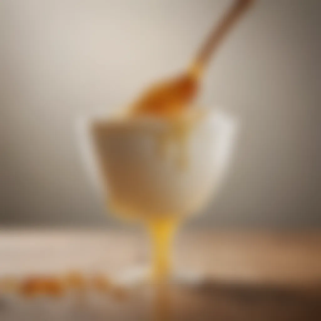 A bowl of plain yogurt with a swirl of honey