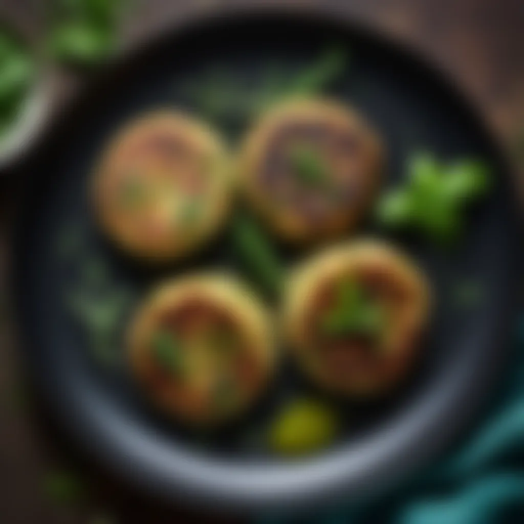 Herb-Infused Bliss: Arbi Tikki Arbi Tikki garnished with herbs