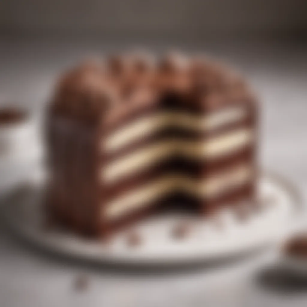 Slicing a perfect piece of Arnott's chocolate ripple cake