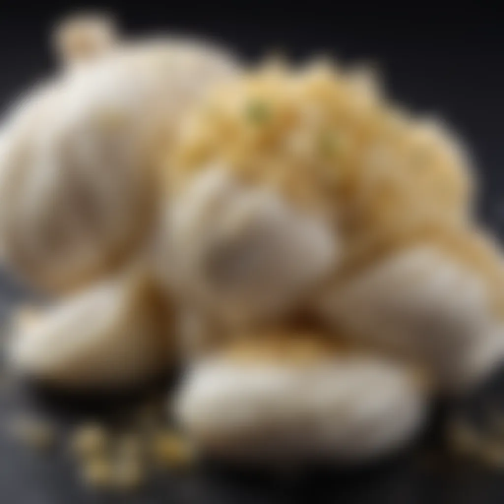 Aromatic garlic being finely minced to enhance the flavor of the dish