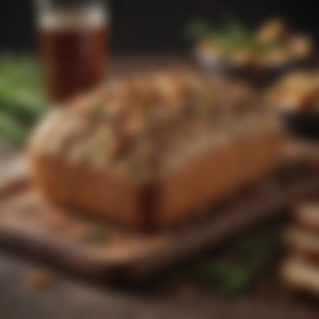 Aromatic herbs sprinkled on top of beer bread