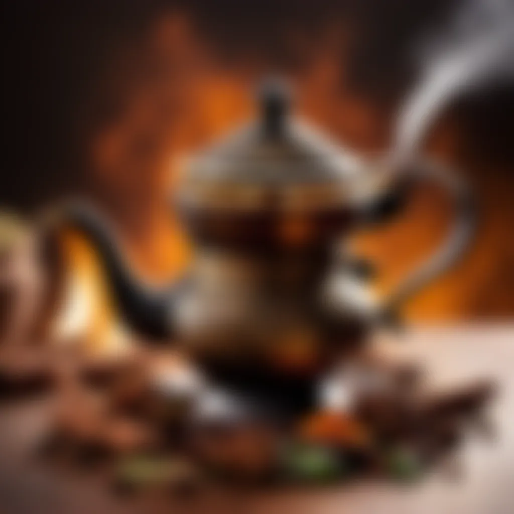 Traditional Arabic coffee pot with aromatic spices