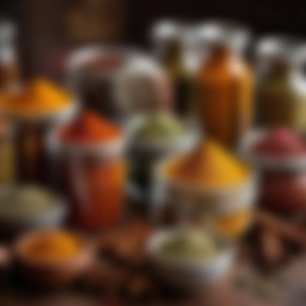 Aromatic Tunisian spices in decorative jars