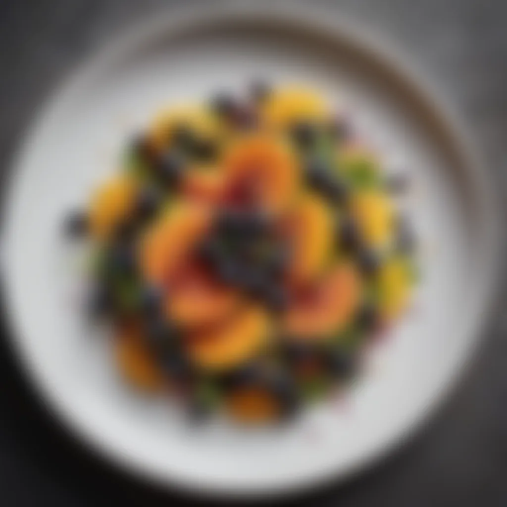 Artistic Plating of Aronia Berry Salad with Citrus Dressing