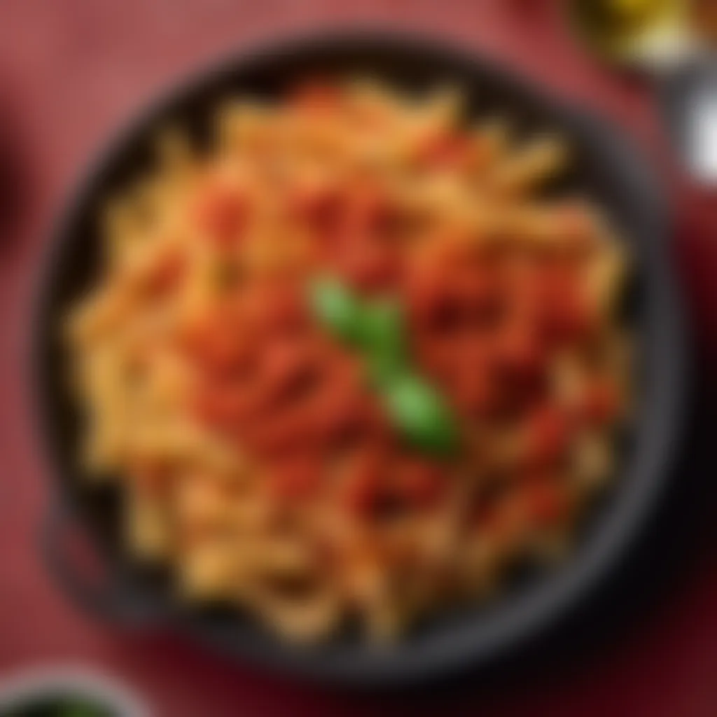 Cooked pasta with arrabiata sauce