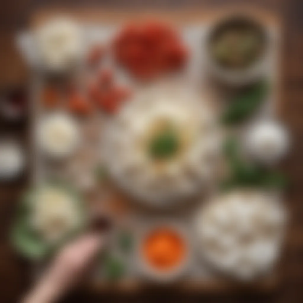 Arranging ingredients on rice paper