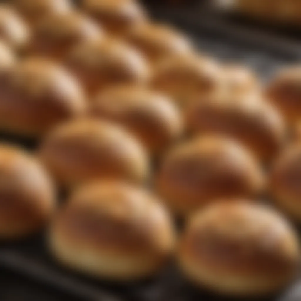 Freshly baked bread roll cooling on a rack