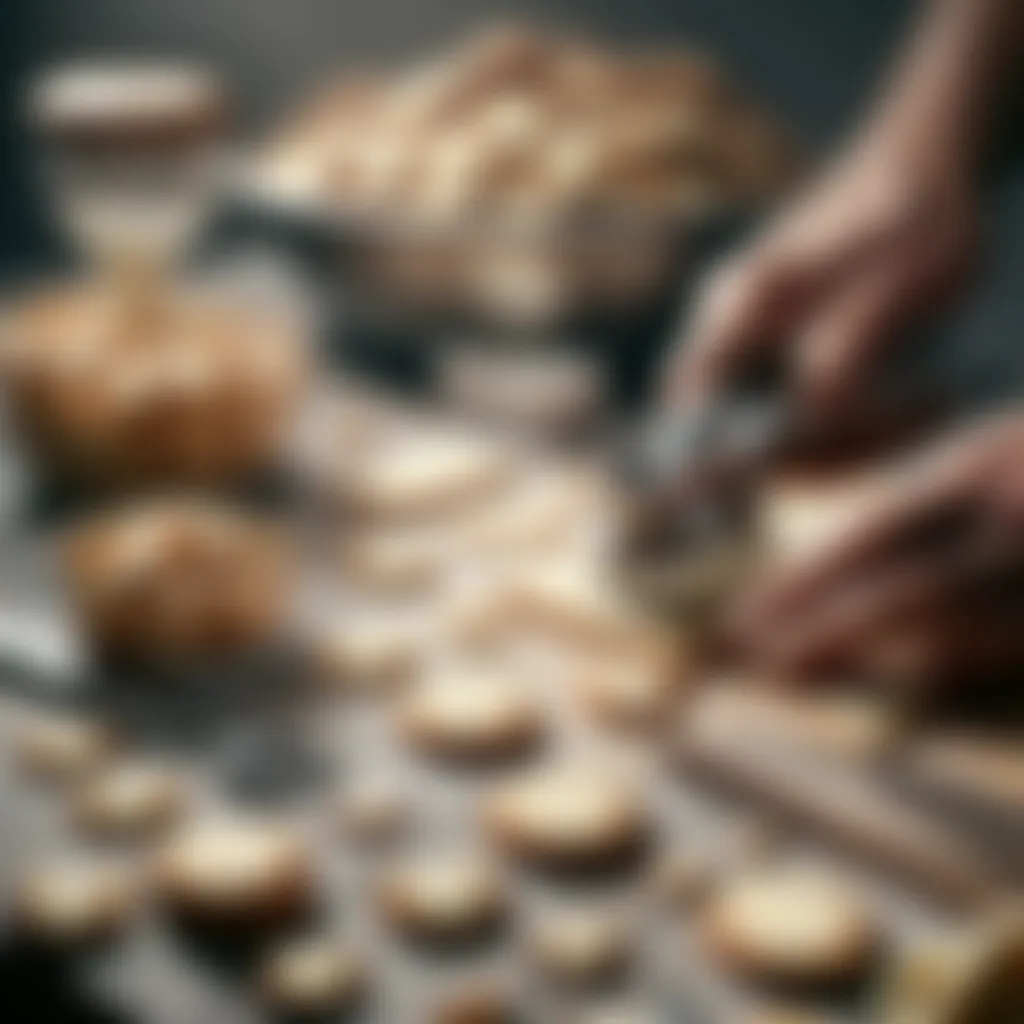 Cutting out shortbread cookie shapes