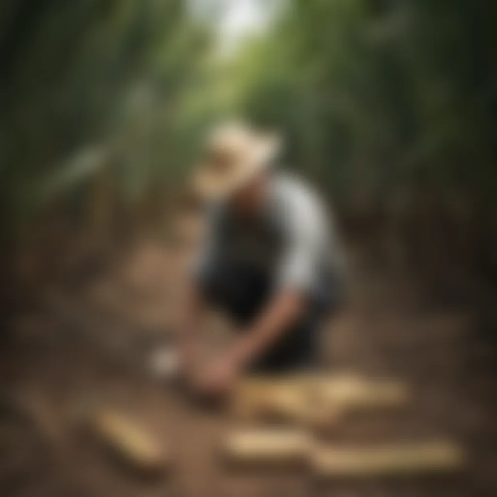 An artisan selecting ripe sugarcane for aguardiente