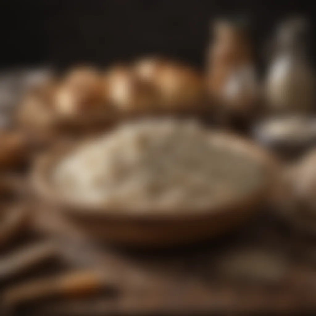 Artisanal flour in a rustic wooden bowl