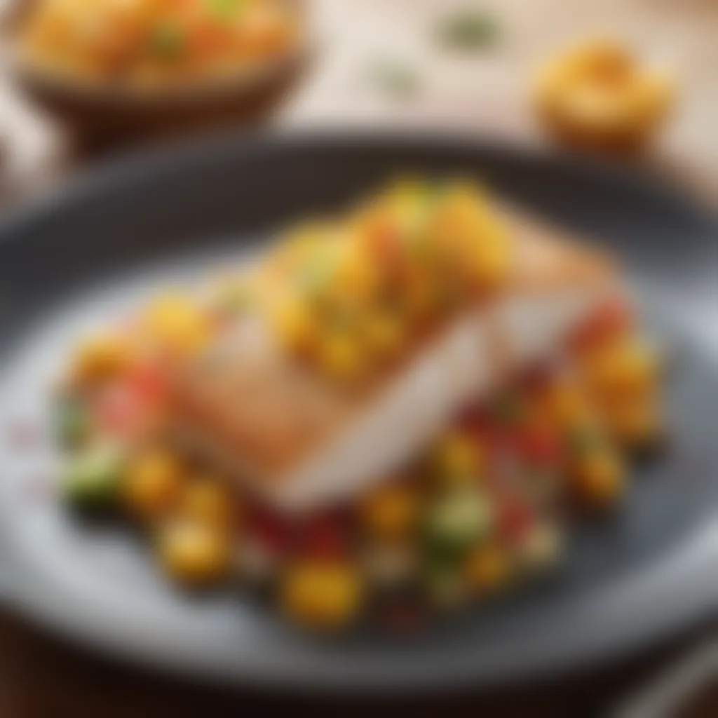 Artistic Haddock Fillet with Mango Salsa