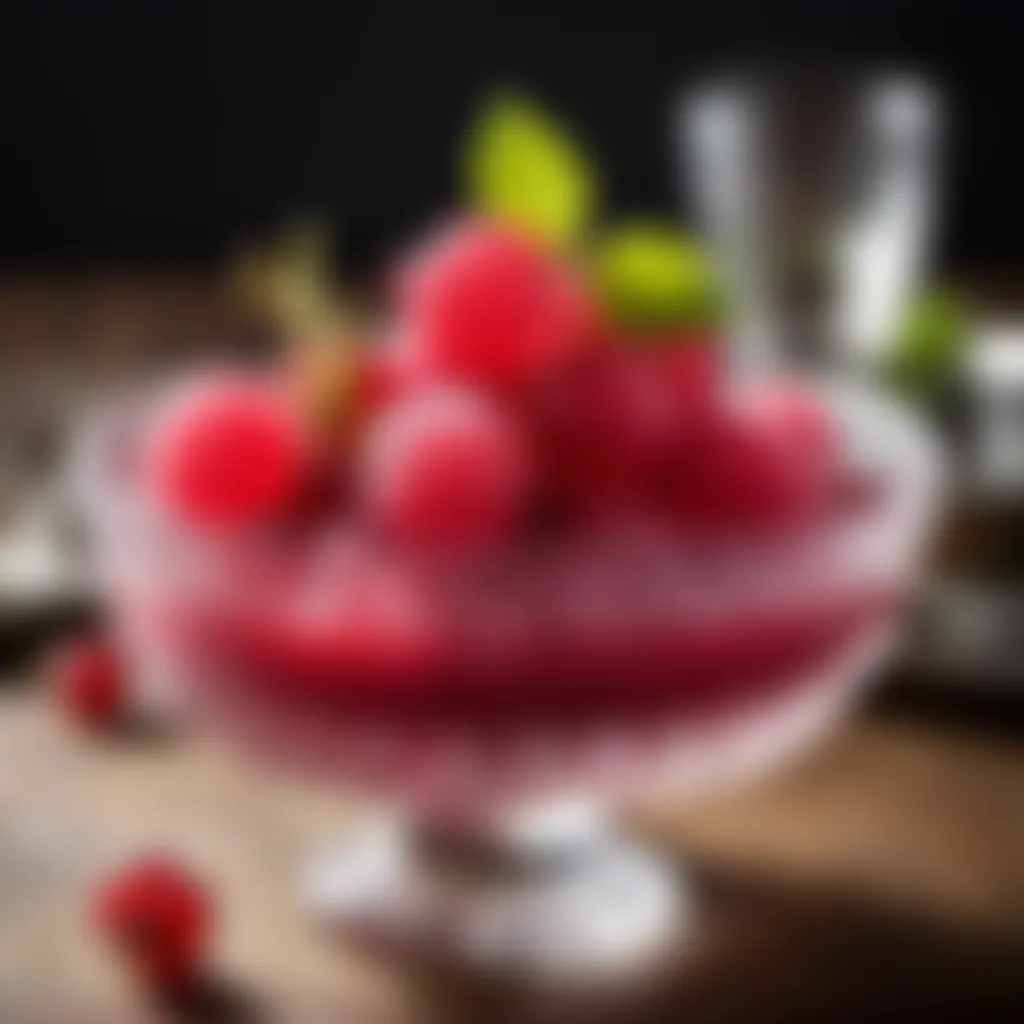 Artistic Red Currant Sorbet in Crystal Bowl