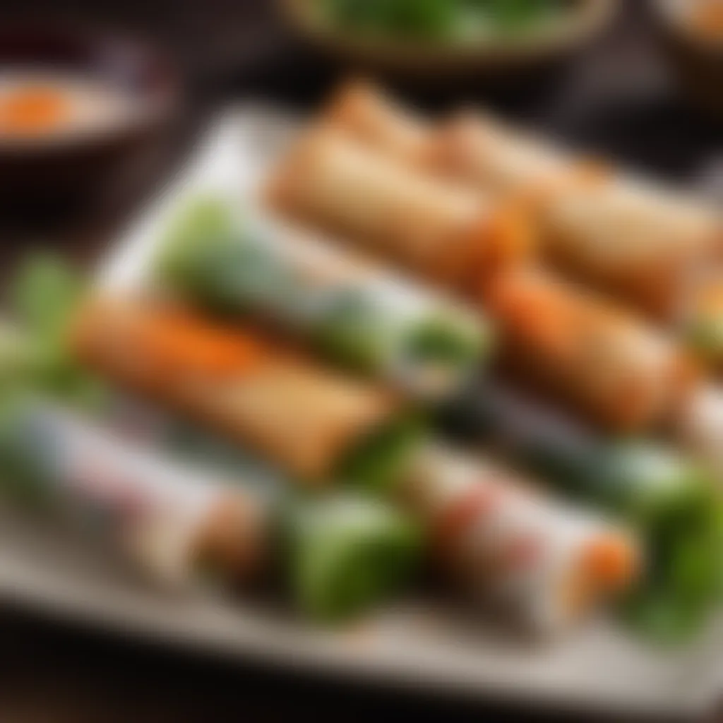 Artistic Spring Roll Presentation