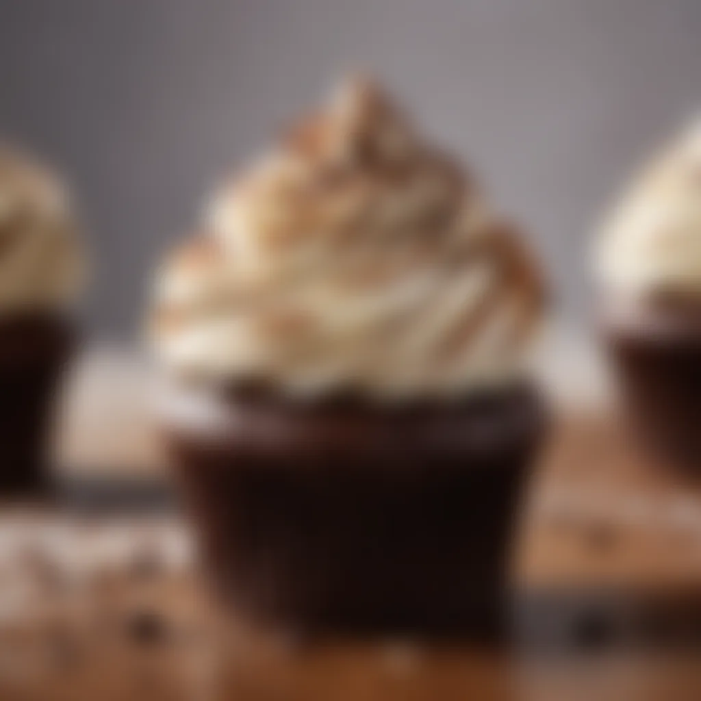 Creamy Frosting Artistry on Chocolate Cupcake Artistic Swirling of Creamy Frosting on Chocolate Cupcake