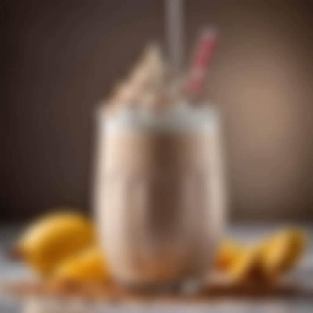 Artistic close-up of swirling malted milkshake blend