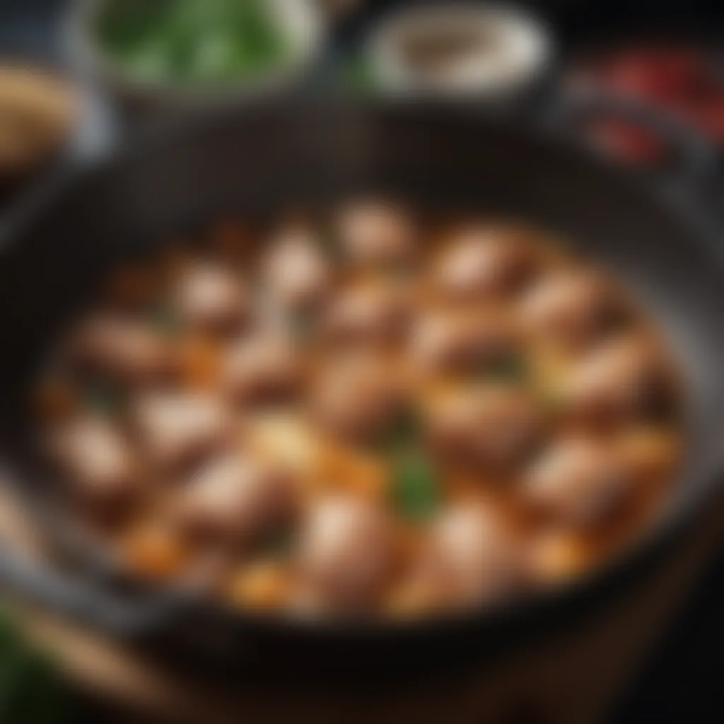 Rich and aromatic asadong baboy simmering in a pan