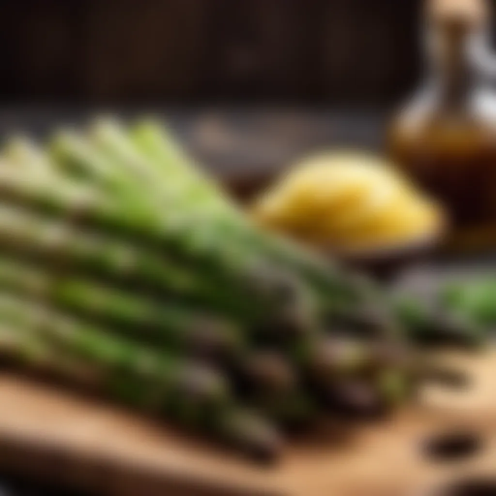 Fresh asparagus on a wooden cutting board