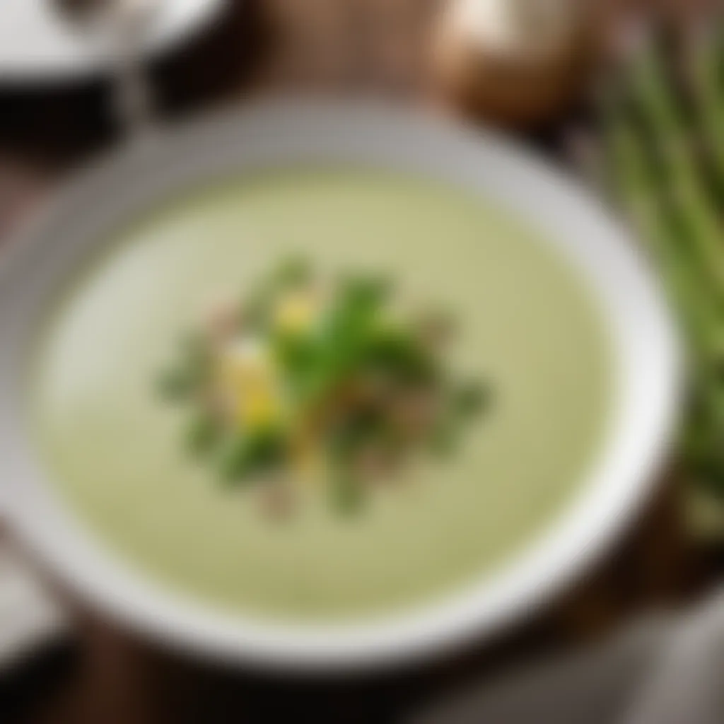 Garnished asparagus soup