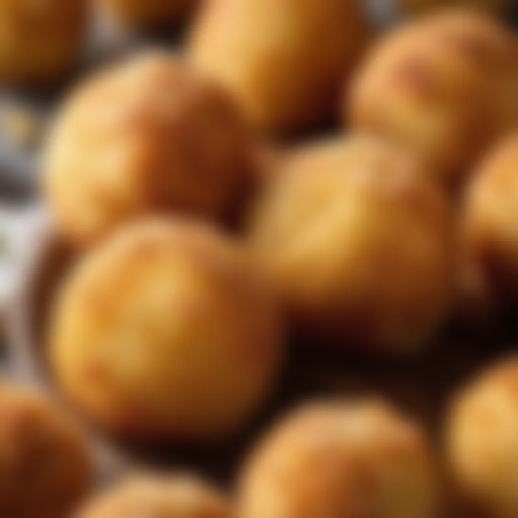 A close-up of golden and crispy arancini balls