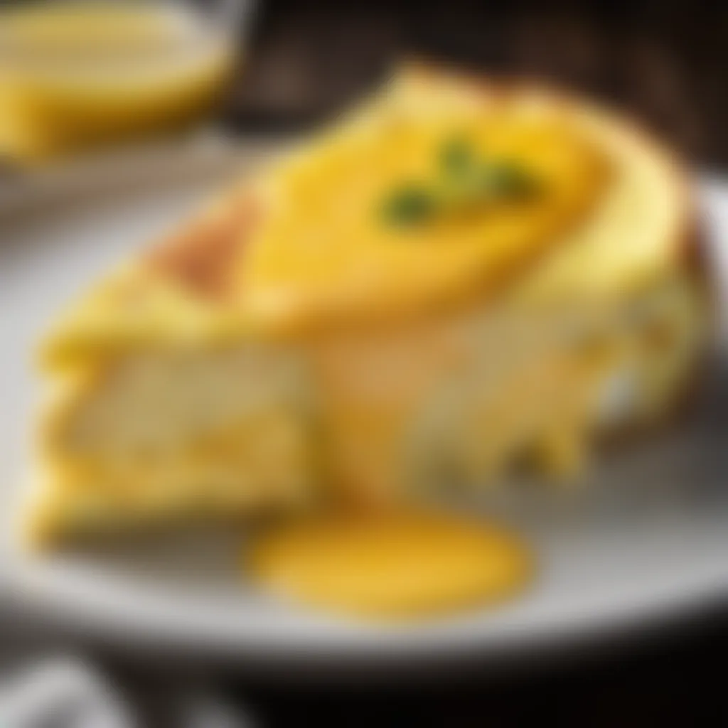 Creamy cheese melting over baked omelet