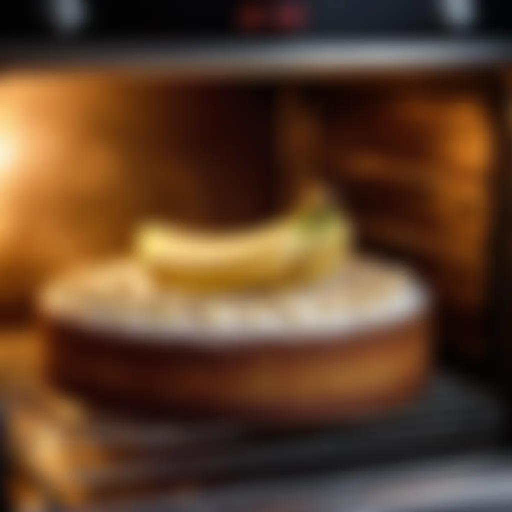 Baking the banana cake in the oven