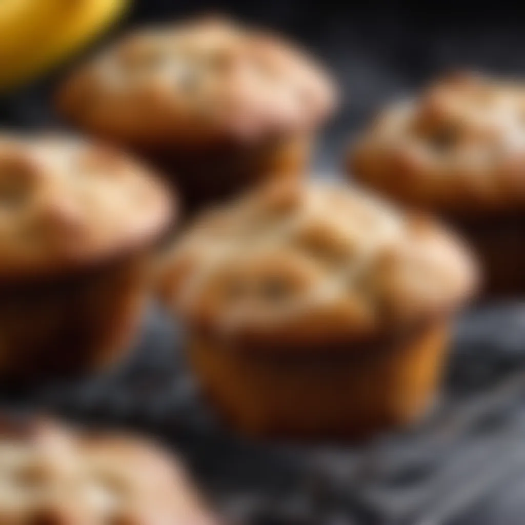 Freshly baked banana muffins on a cooling rack