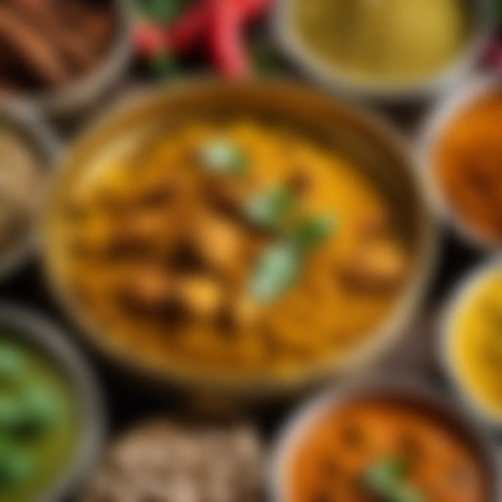 Aromatic Bangladeshi spices in a traditional brass container