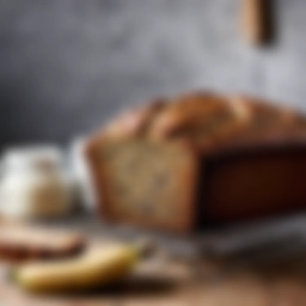 Freshly baked banana bread on a cooling rack