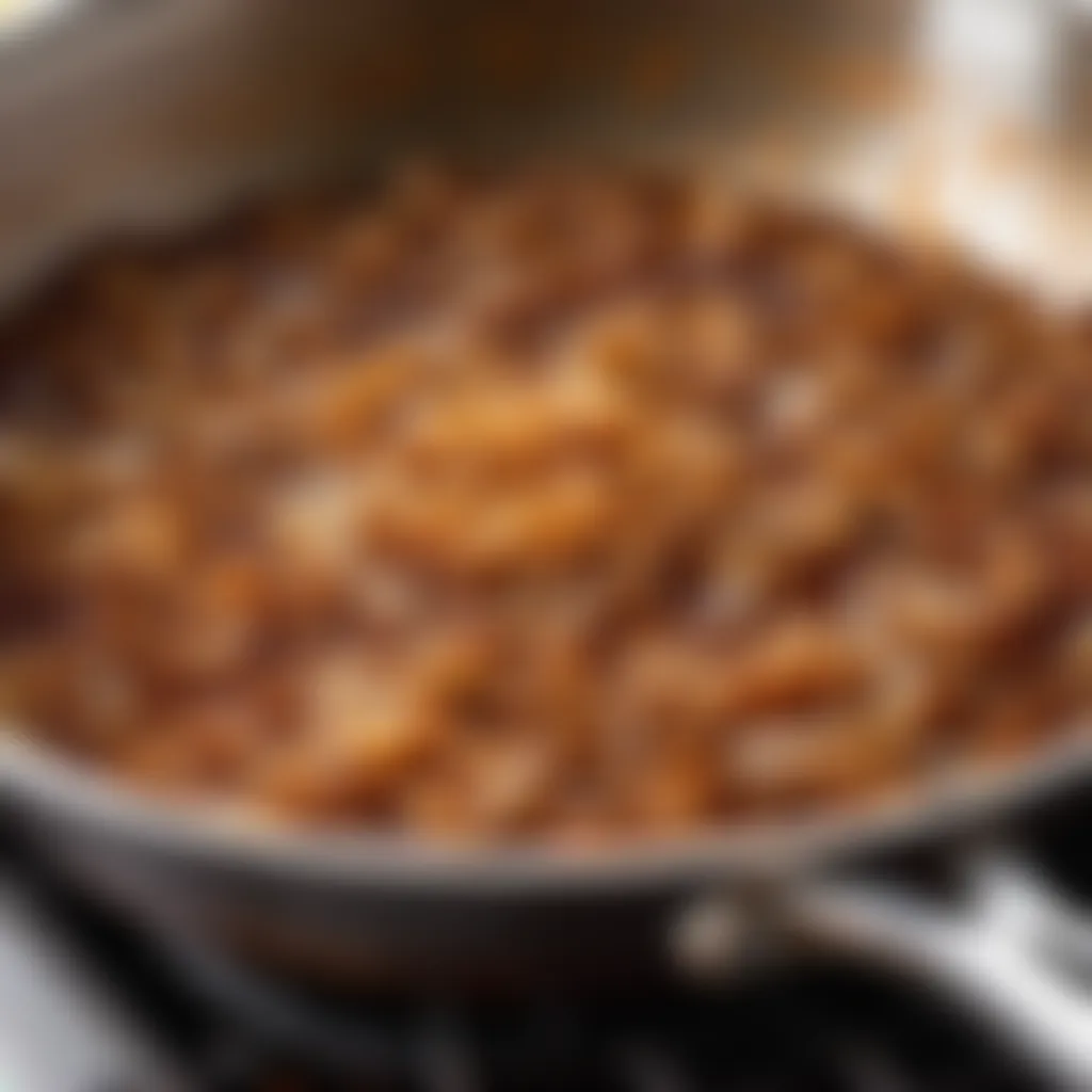 Caramelized onions in a pan