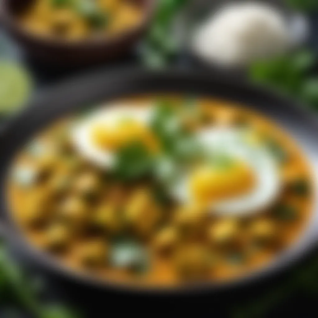 Garnishing Bengali Egg Curry with fresh cilantro leaves