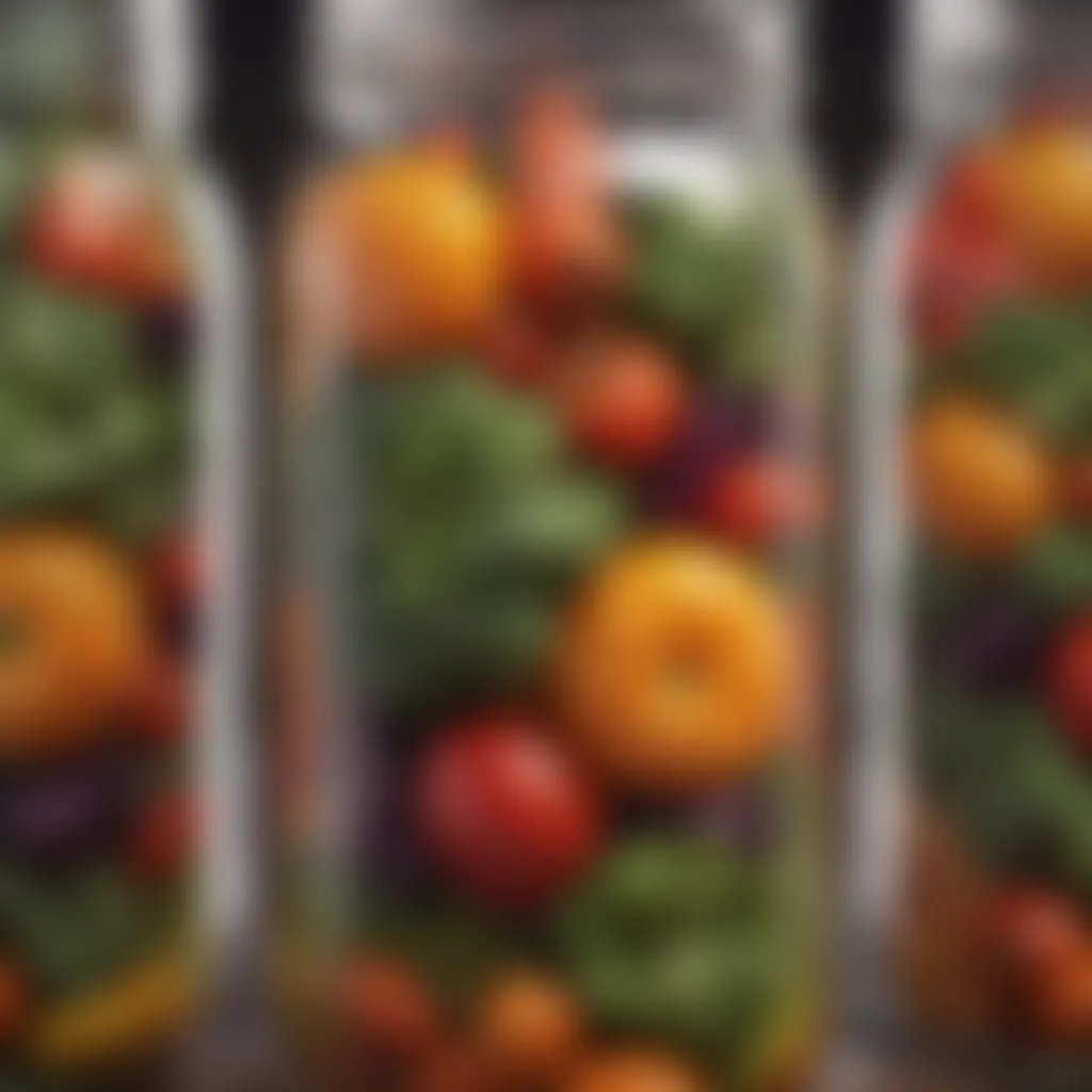 Close-up of a mason jar filled with vibrant vegetables, highlighting preservation