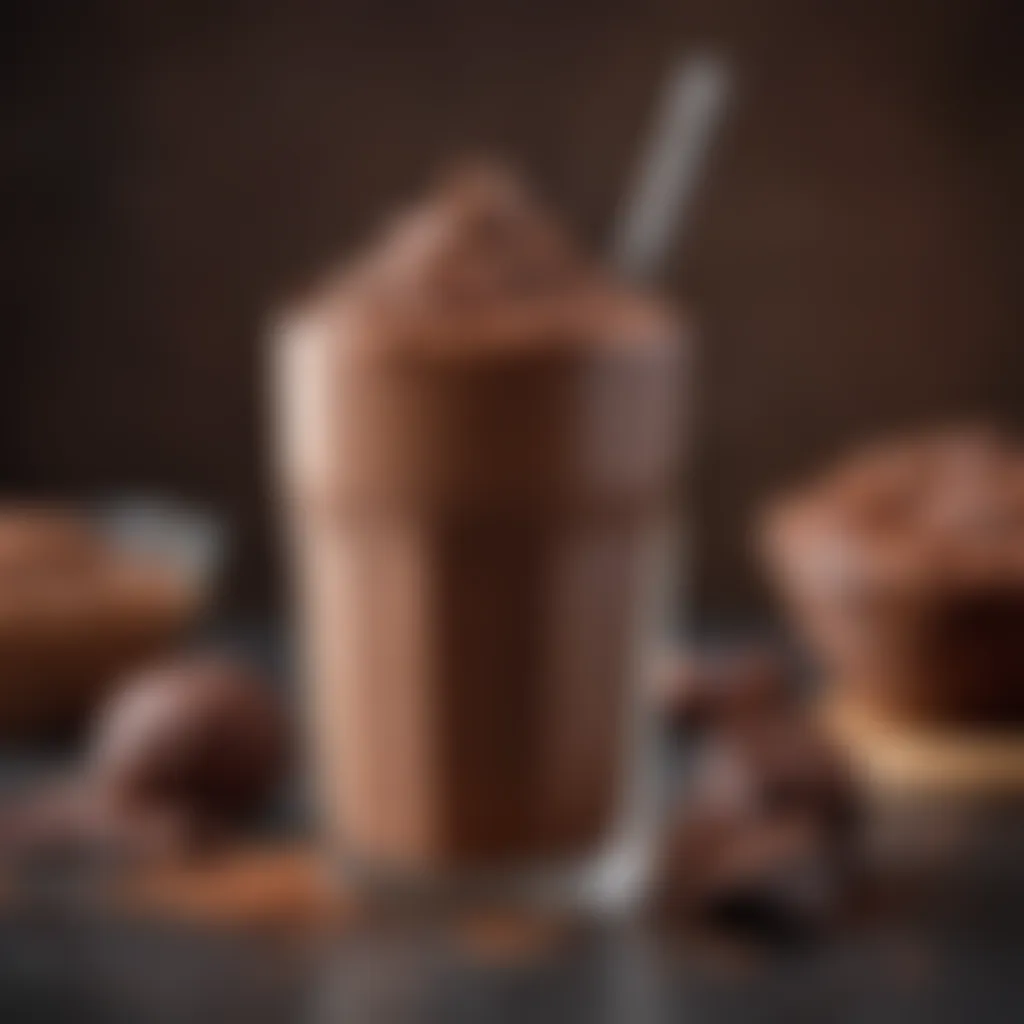 Close-up of delicious chocolate protein shake