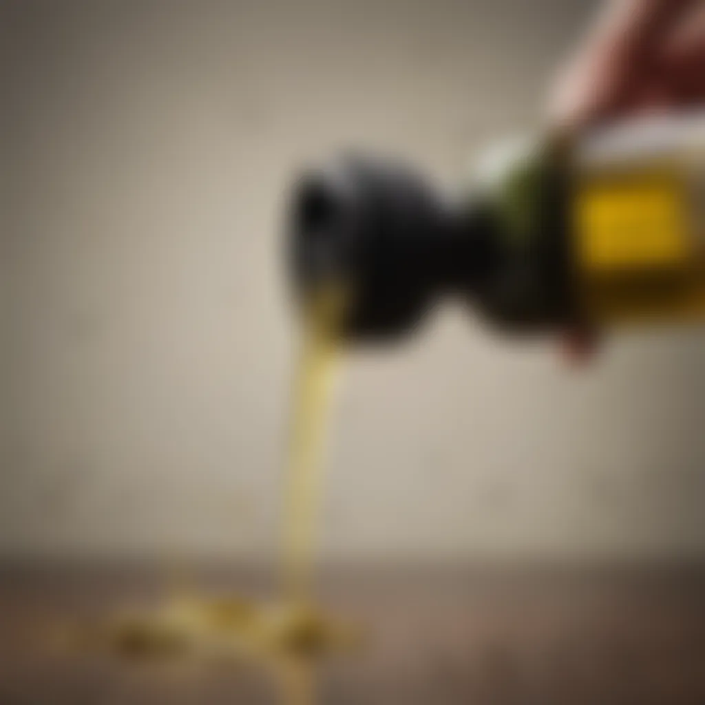 Close-up of an olive oil mister demonstrating its spray mechanism.