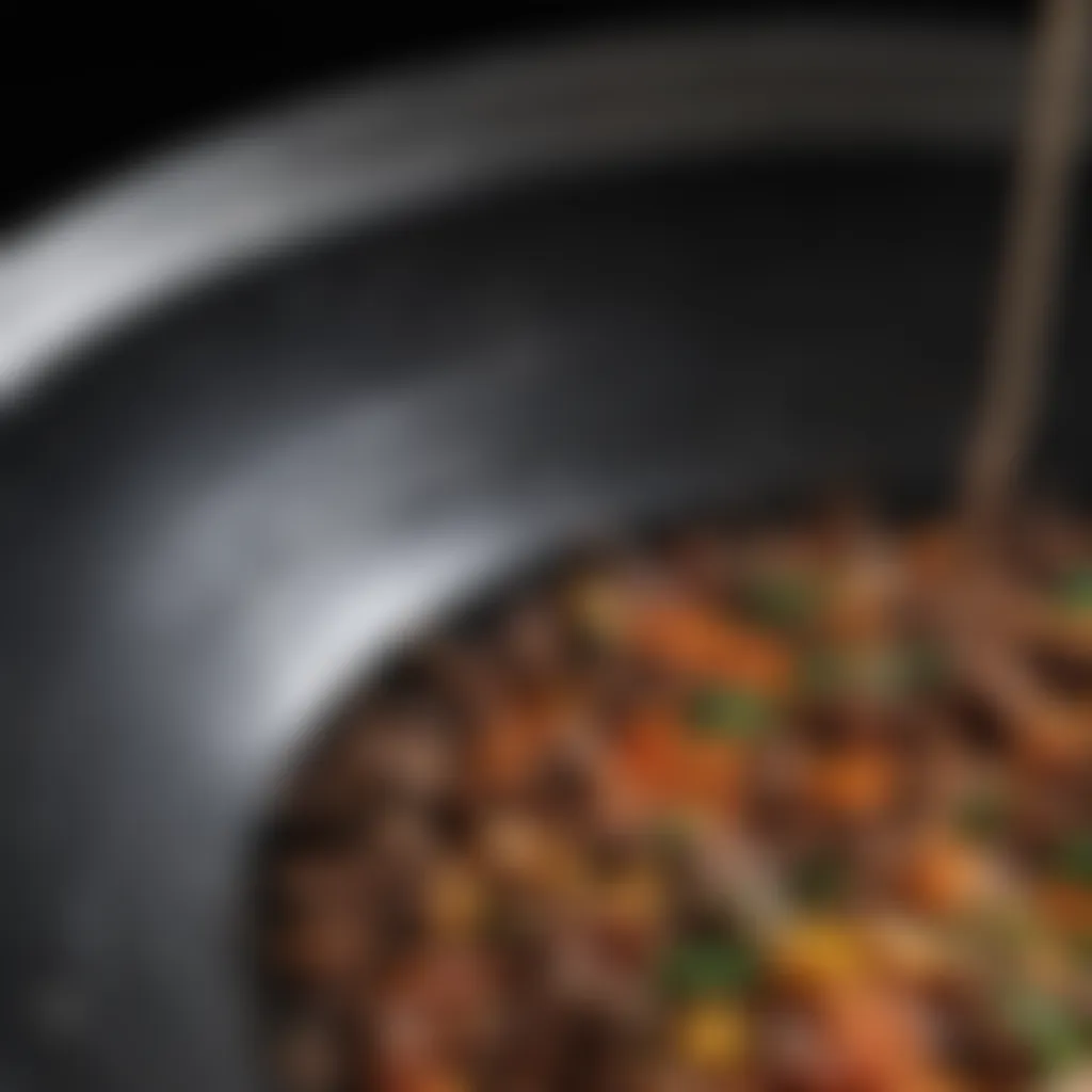 Close-up of a carbon steel wok showing its texture