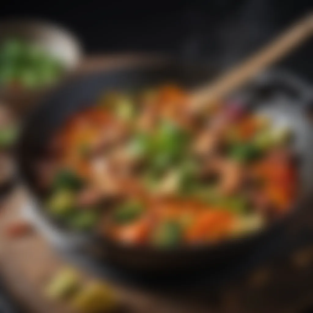 Non-stick wok with vibrant vegetables inside