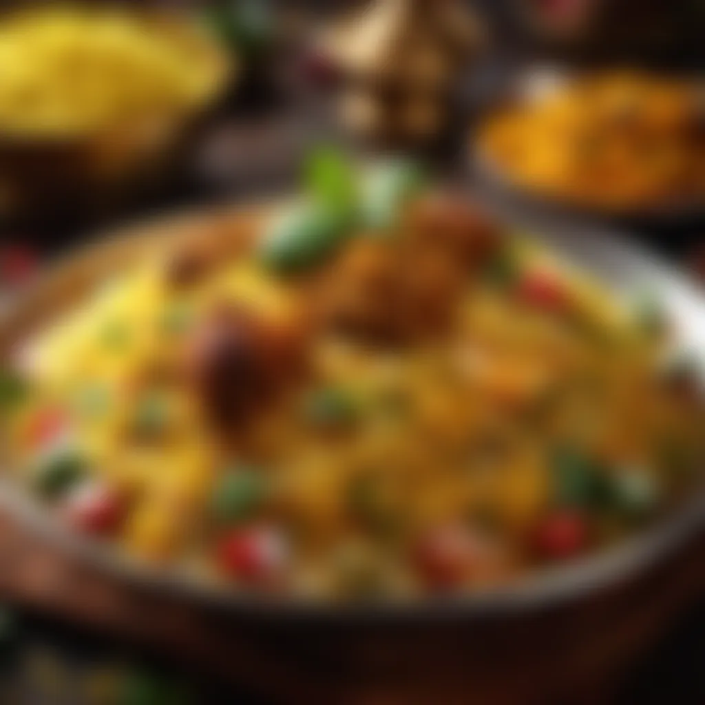 Gastronomic Garnish Mastery Biryani Garnished to Perfection