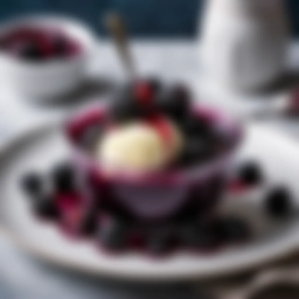 Blackberry Compote with Vanilla Ice Cream