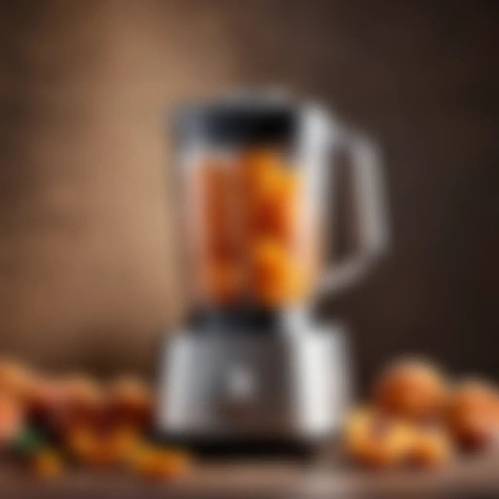 Blender with dried apricots and other ingredients