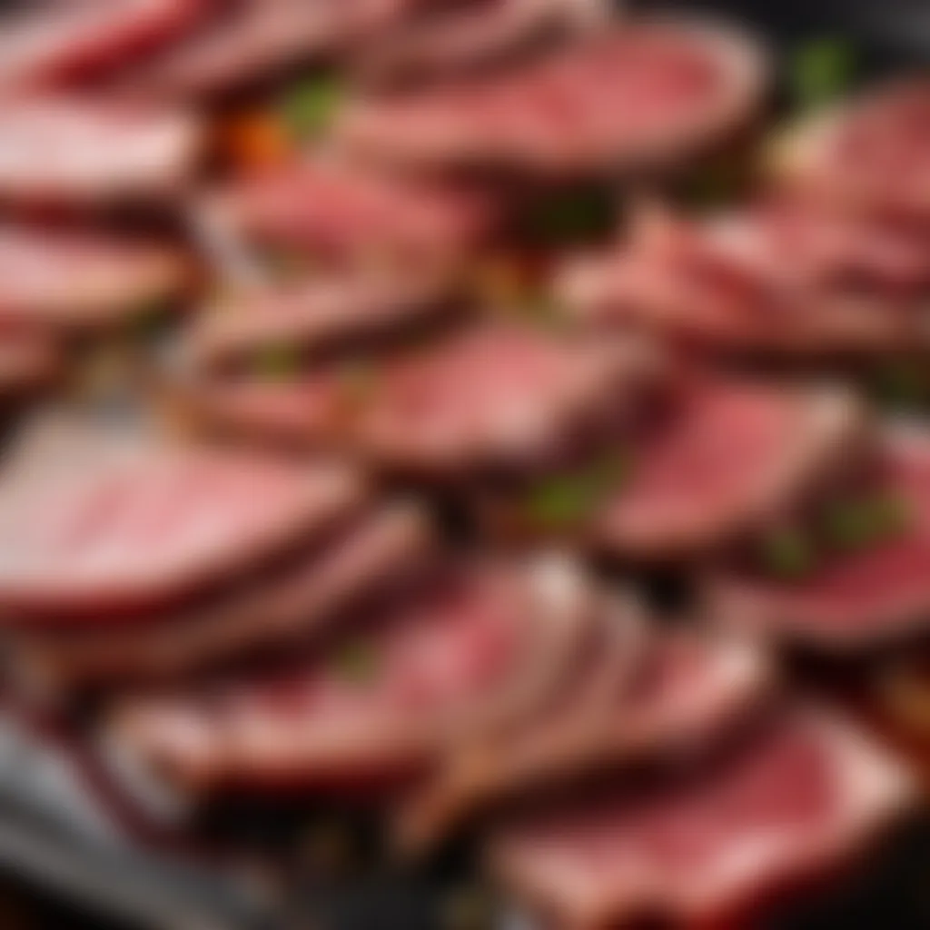 Raw beef slices marinating in soy sauce