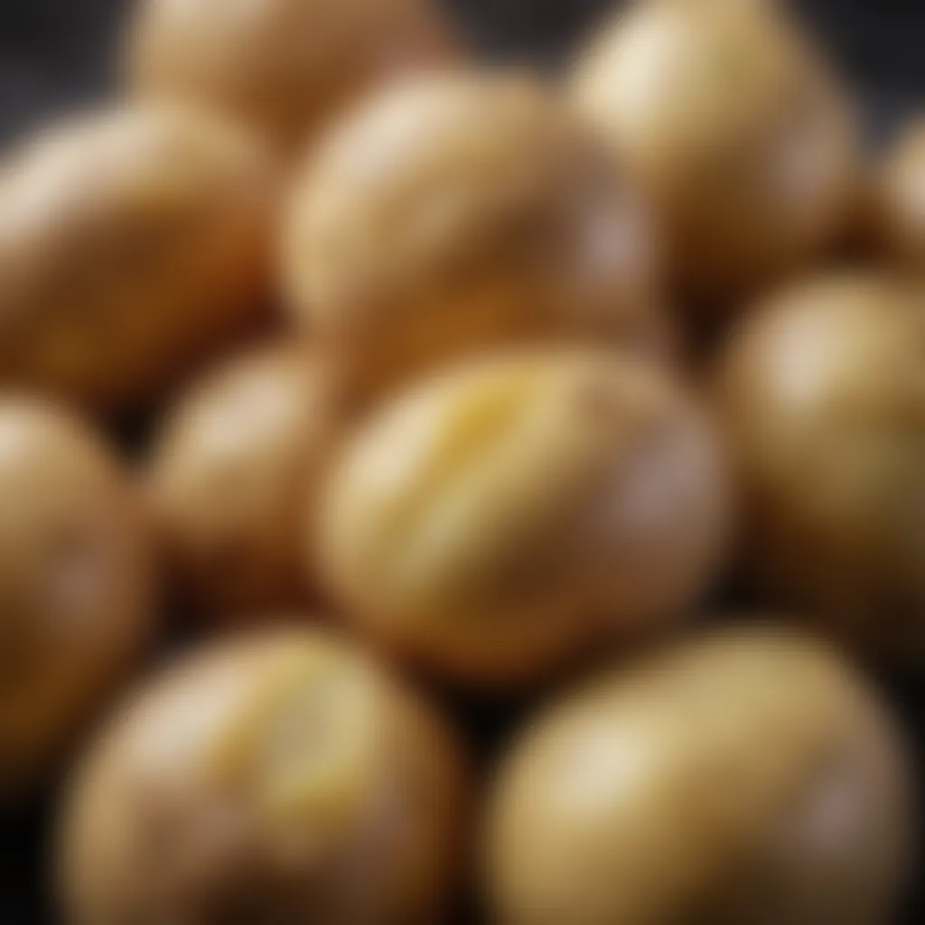 Close-up of boiled potatoes with skins on