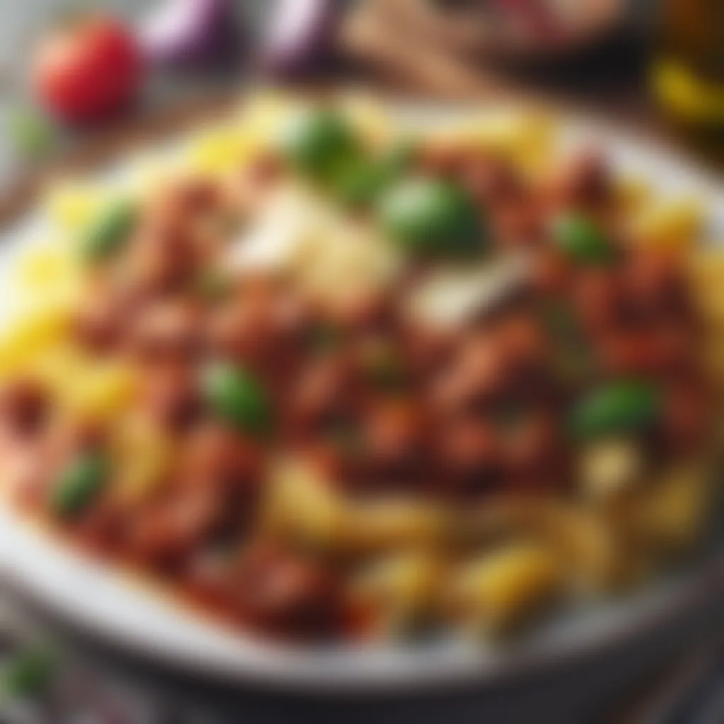 Plated Bolognese Sauce with Pasta Plated Bolognese sauce with pasta