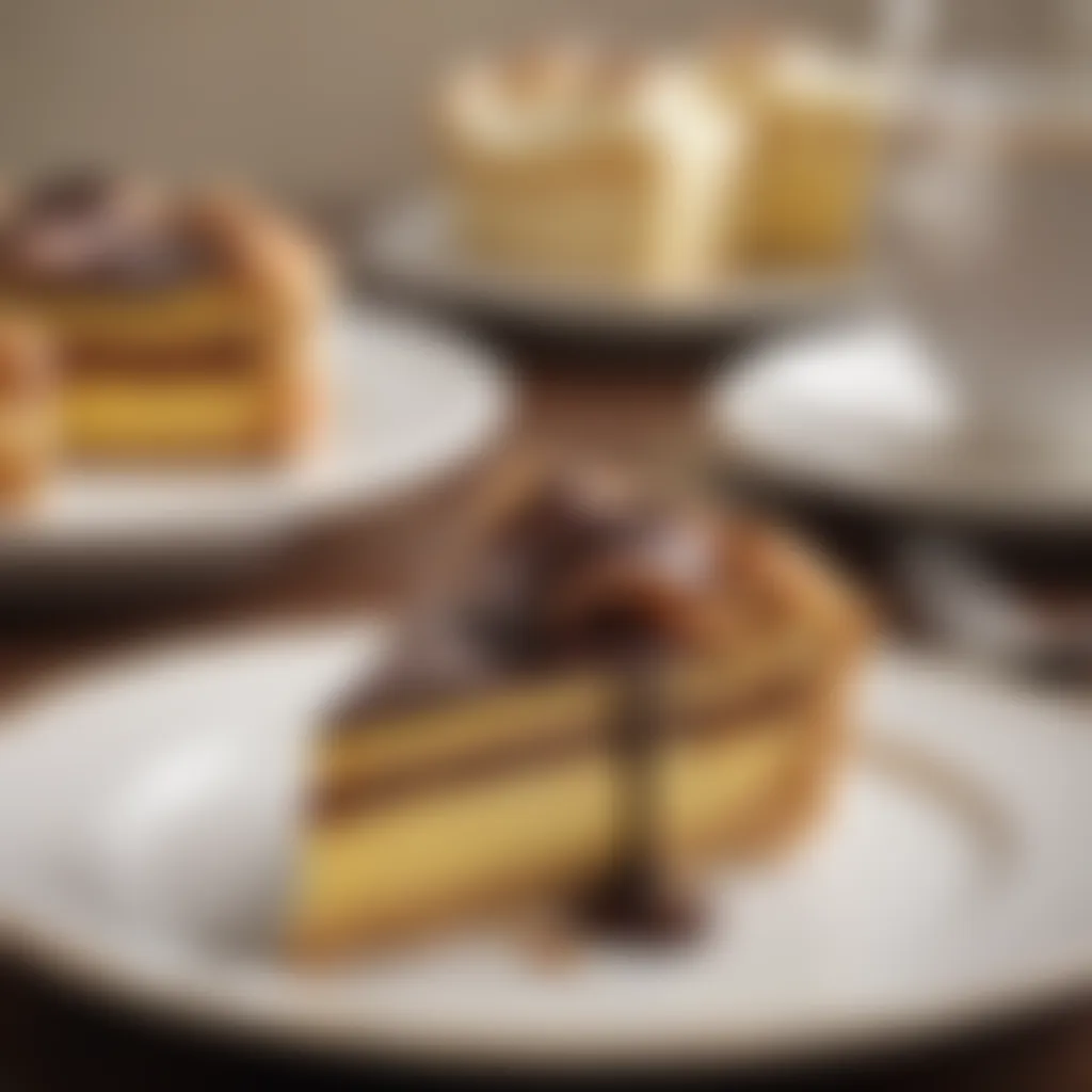 Elegant Boston Cream Pie Slice on Porcelain Plate