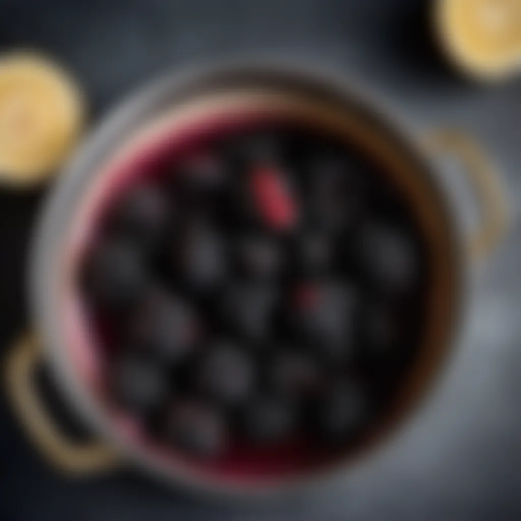 Boiling Blackberries in a Saucepan